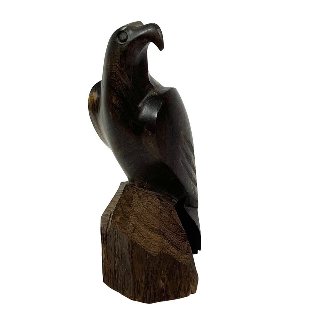 Vintage Hand Carved Ironwood Eagle Figurine Hecho En Mexico Bird Statue 8 Inch
